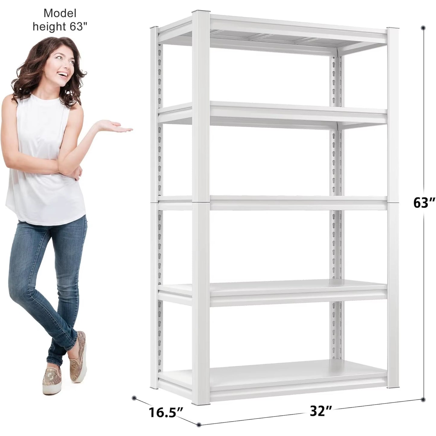 Garage Shelving Heavy Duty 2000LBS Storage Shelves Heavy Duty Shelving 5 Tier White Metal Shelves Pantry Shelf for Kitchen