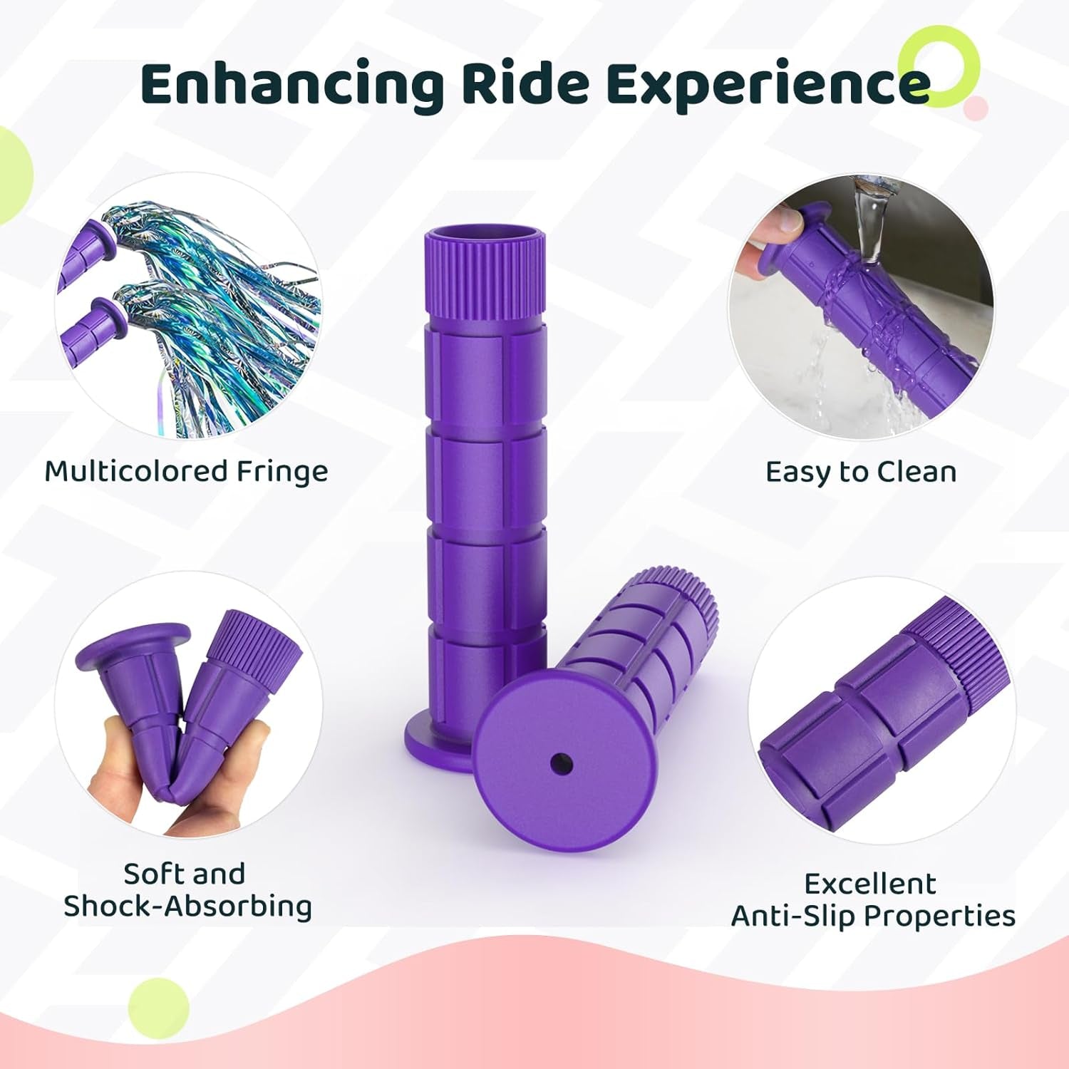 Bike Handlebar Grips, for Kids Girls Boys Bikes, Balance Bikes, Road Bikes and Sctoors, Length 4.9", Soft and Comfortable