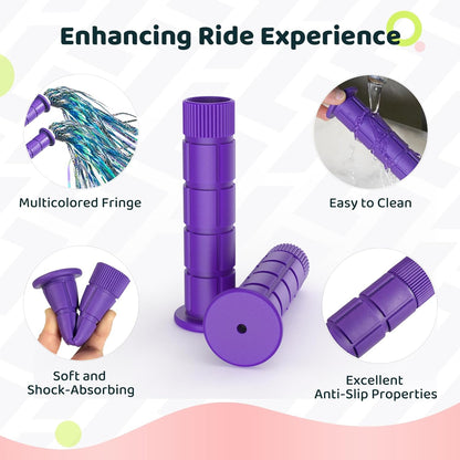 Bike Handlebar Grips, for Kids Girls Boys Bikes, Balance Bikes, Road Bikes and Sctoors, Length 4.9", Soft and Comfortable