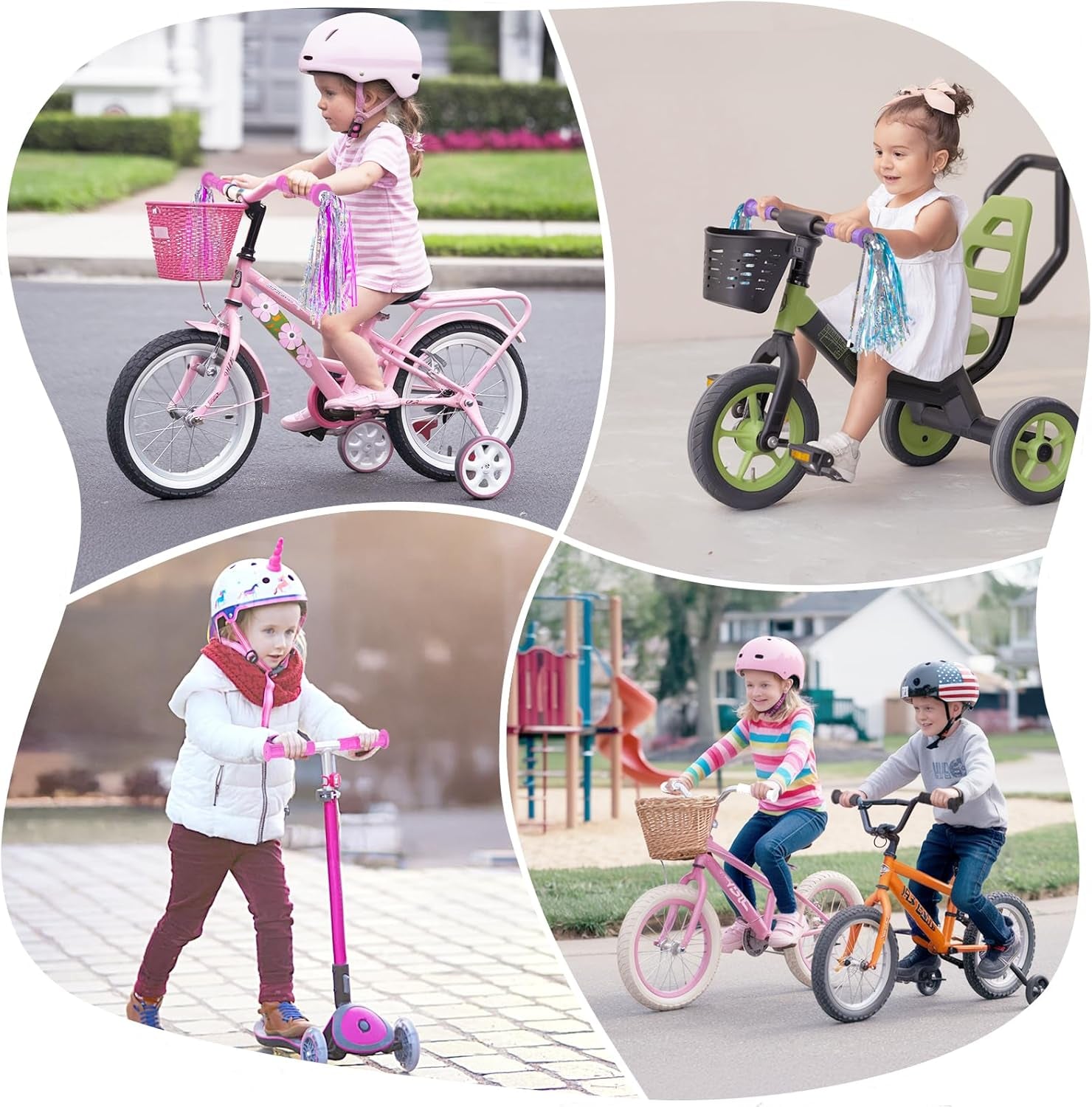 Bike Handlebar Grips, for Kids Girls Boys Bikes, Balance Bikes, Road Bikes and Sctoors, Length 4.9", Soft and Comfortable