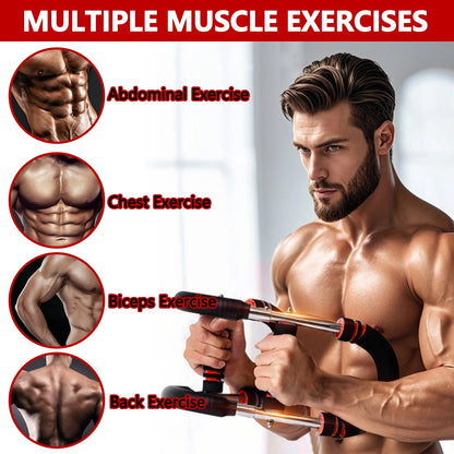 Twister Arm Trainer, 66-110Lb Adjustable Chest Workout Equipment, Chest Trainer for Men, Portable Detachable Spring Resistance Home Fitness Equipment for Enhancing Upper Body Muscle, Red