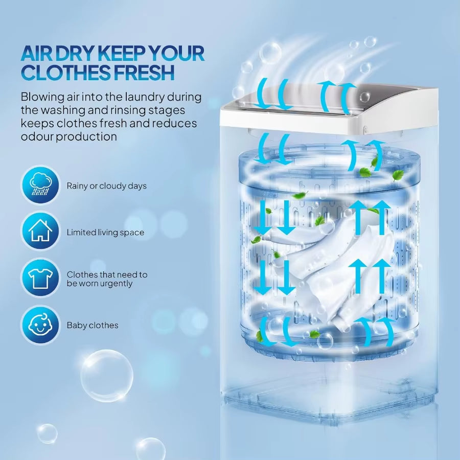 17.8LBS Portable Fullautomatic Electric Washing Machine with Stainless Steel Drum Compact Washer and Spin Dryer Combo Featuring