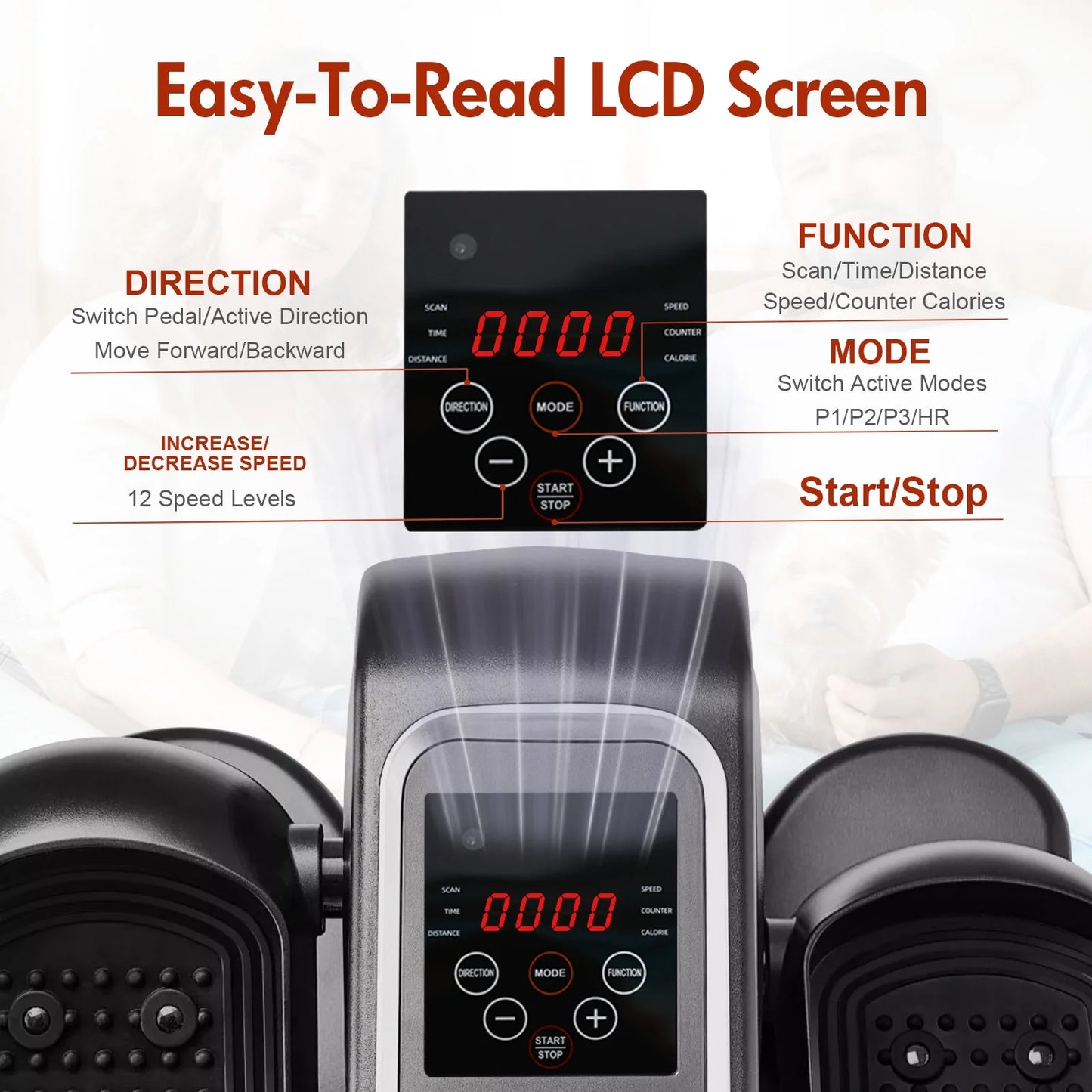 under Desk Elliptical, Portable Seated Elliptical with Remote Control, 12 Adjustable Speeds Ellipse Leg Excerciser, Dual Modes Elliptical Machine for Seniors