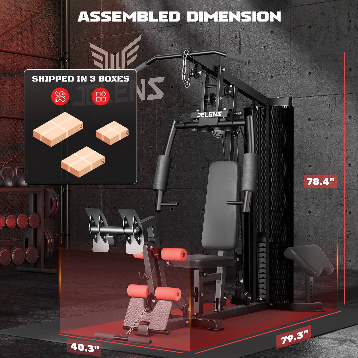 Home Gym, Multifunctional H10 Home Gym Equipment, Workout Station with 146LBS Weight Stack, Exercise Equipment with Pulley System for Full Body Training