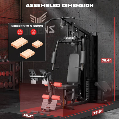 Home Gym, Multifunctional H10 Home Gym Equipment, Workout Station with 146LBS Weight Stack, Exercise Equipment with Pulley System for Full Body Training