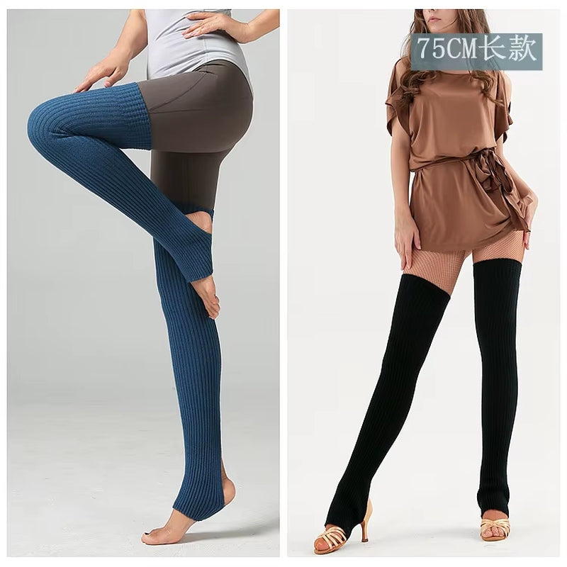 Adult Ballet Leg Warmers Teenager Yoga Knee Pad Latin Lengthen Girls Boot Socks Knitted Leg Warmers for Children 75CM