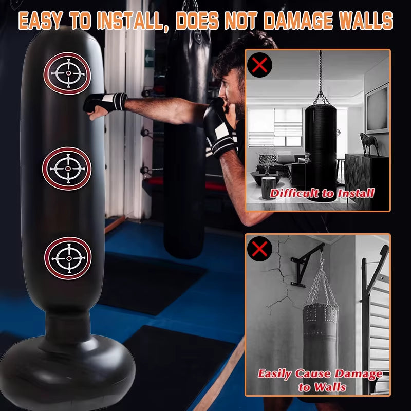 Punching Bag with Stand Adult,Inflatable Freestanding Heavy Duty Boxing Bag,Women Men Training Equipment Exercise Boxing Standin