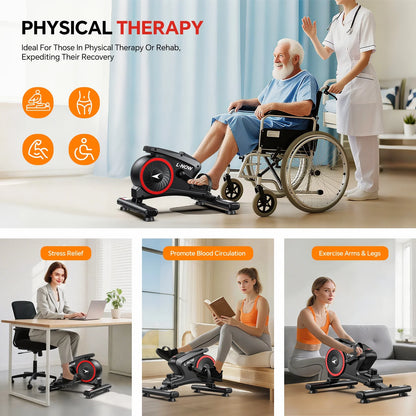 Foot Pedal Exerciser under Desk Elliptical Machine Seated Pedal Exerciser Mini Portable Leg Exercise Equipment for Seniors & Adults Weight up to 280LBS