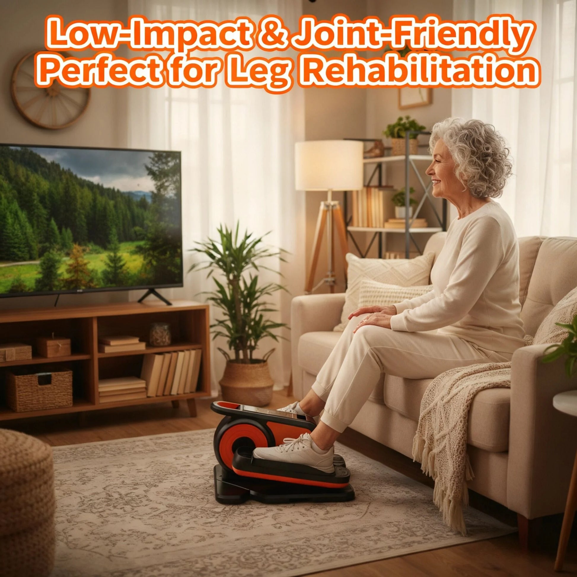 under Desk Elliptical Machine, Portable Electric Leg Exerciser with Remote, Electric Seated Pedal Exerciser for Seniors, Home Office, Orange