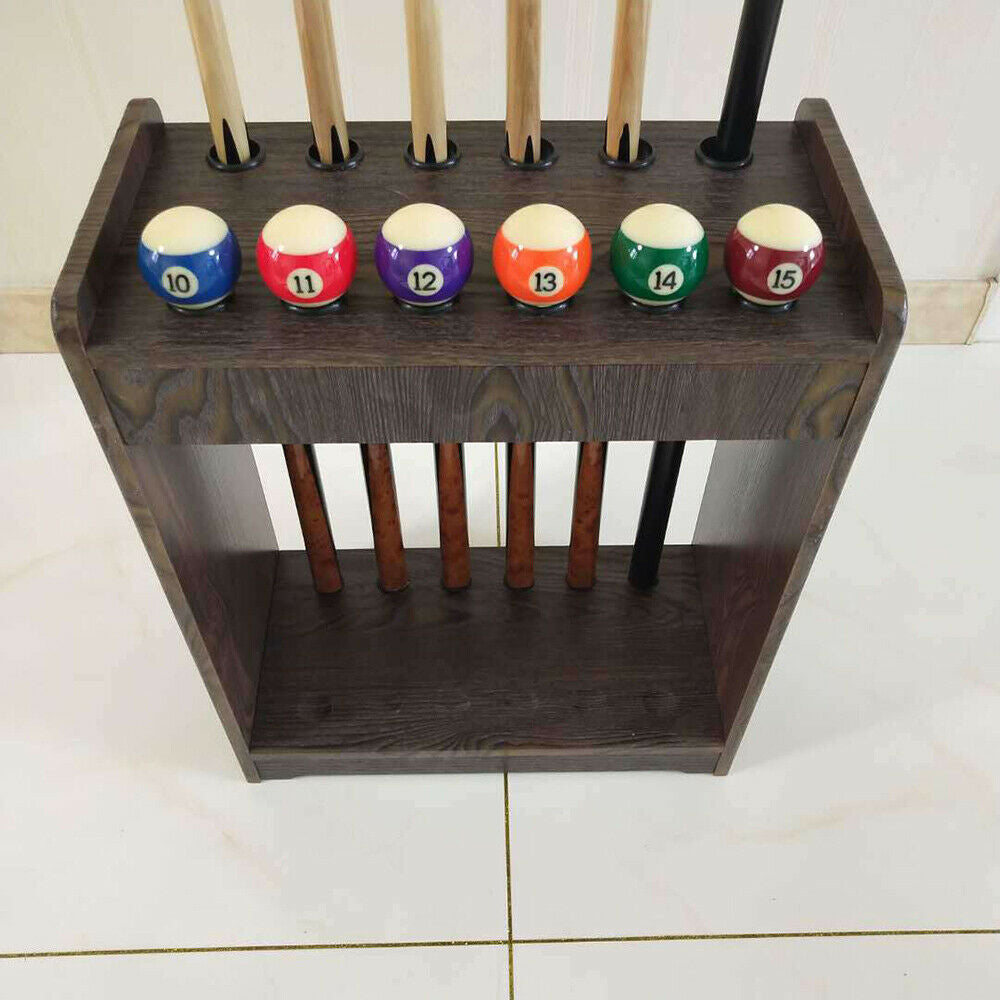 12 Pool Cue-Billiards Accessories Wood Rack Cue Organizer Stand Sticks Holder Pool Cue Rack Stick Holder for 12 Cues Holders Billiard Table Accessories Cue Ball Stick Holder Floor Stand