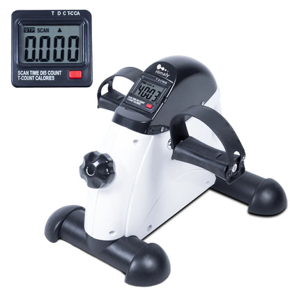 Exercise Bike, under Desk Bike Pedal Exerciser, Portable Mini Trainer Bike with LCD Screen Displays, White