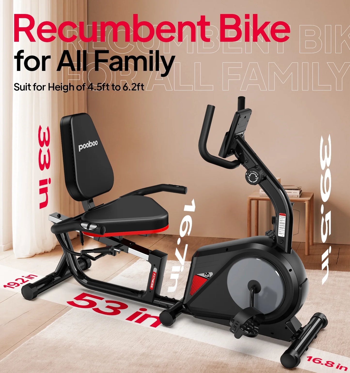 Recumbent Exercise Bikes Sit down Stationary Bicycle Magnetic Resistance Indoor Cycling Bike 350Lb Silver