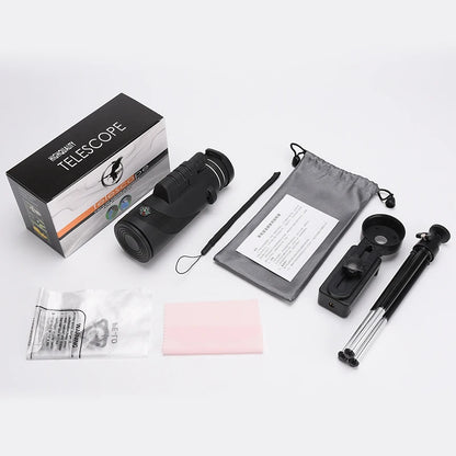 40X60 HD Professional Telescope Compass Monocular Powerful Waterproof Mini Pocket Zoom with Smartphone Hunting Camping