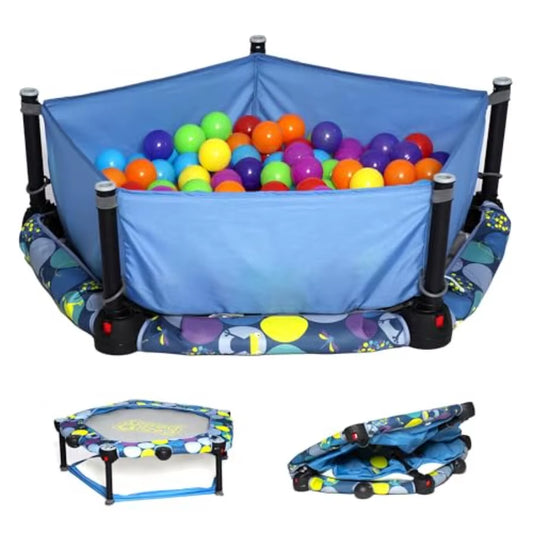 3 in 1 Folding Ball Pit and Bouncer - Ball Pit Tent and Trampoline with Handle - Ages 10 Months to 5 Years