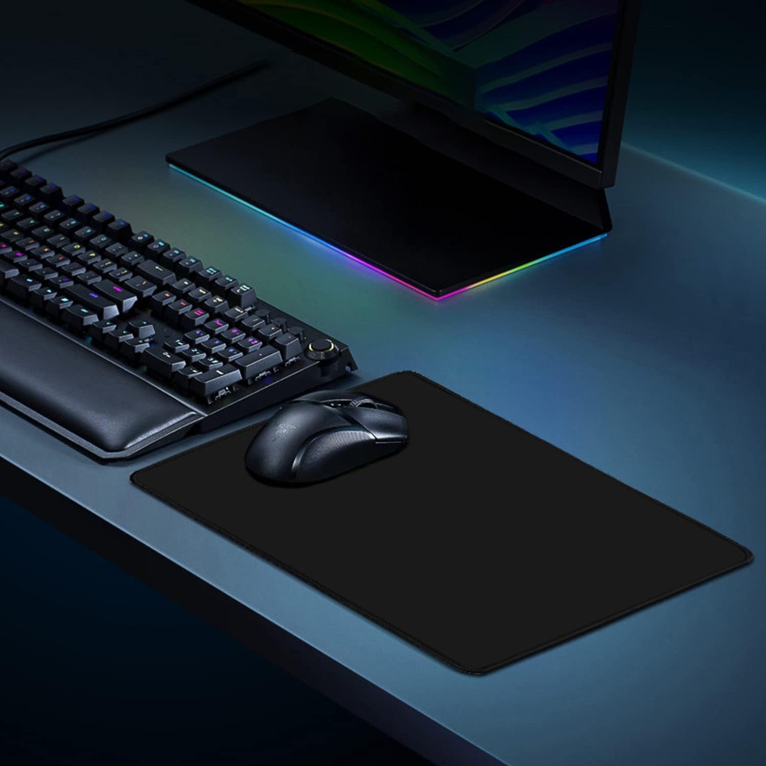 Mouse Pad, Black Mouse Pad, 11.8"X9.8"X0.12"Upgraded Durable Medium Mouse Pad with Stitched Edge, Classic Gaming Mouse Pad Non-Slip Rubber Base Waterproof Mouse Pad for Laptop, Office, Home