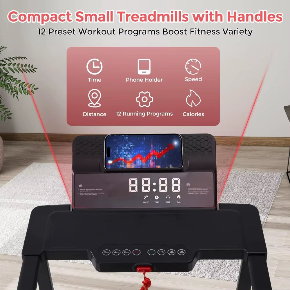 NEW - Walking Pad Treadmill with Handle Bar,3.5Hp Compact Electric Walking Pads Treadmills with Handles for Home Apartment Small