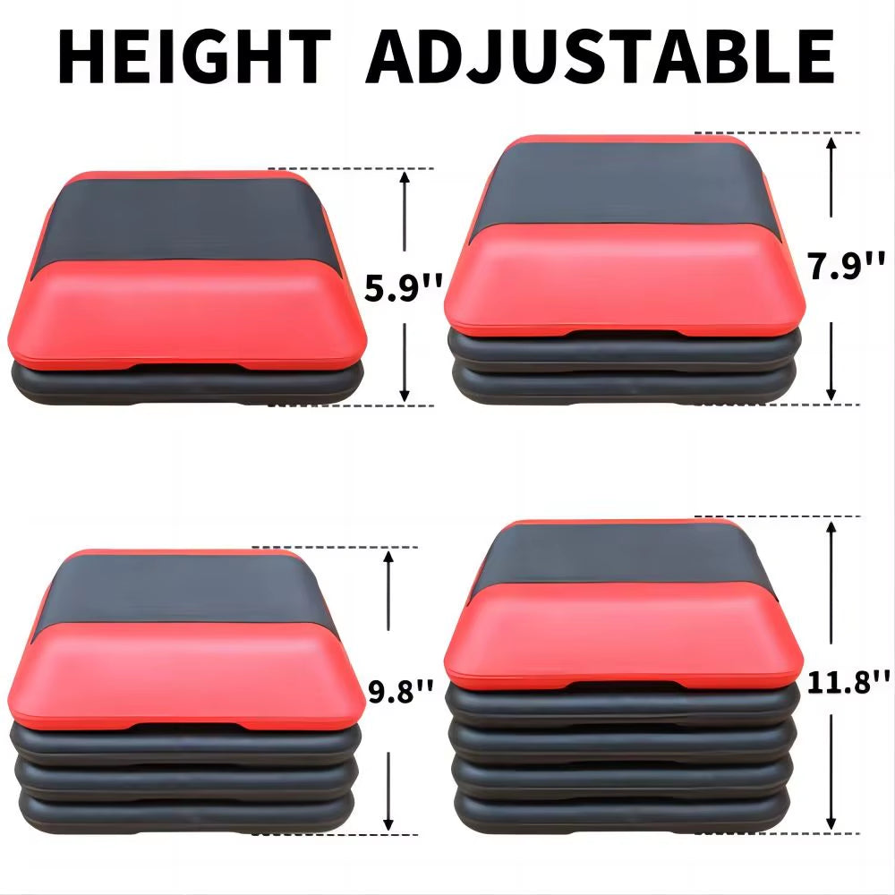 Adjustable 16"X16" Aerobic Step Platform with 4 Height Risers for Home Gym Exercise Fitness Workout