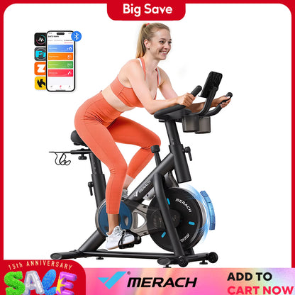 Exercise Bike Brake Pad/Magnetic Stationary Bike with Exclusive App Low Noise Indoor Cycling Bike with Fitness Courses B2