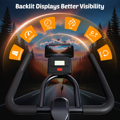 Exercise Bike Indoor Cycling Bike with 300Lbs Big Seat Cushion for Home Cardio Leg Workout