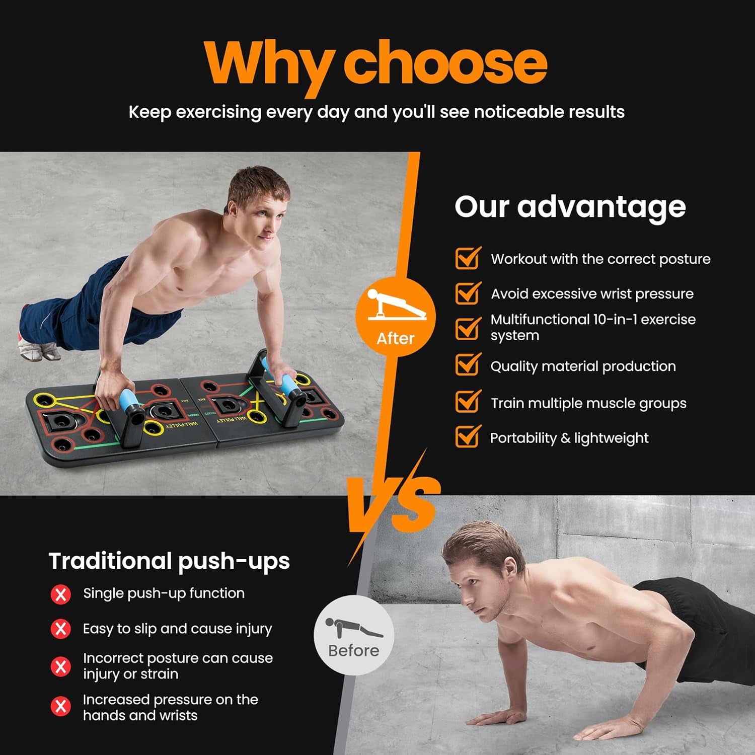 Push-Up Board, Home Gym, Portable Fitness Equipment, Pilates Bar, and 20 Fitness