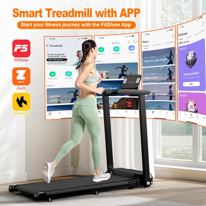 Folding Treadmill with 2.5HP Motor, APP Control, LED Display, Compact Walking/Running Machine with Phone Holder & Safety Key, 300 Lbs Capacity for Home Workout