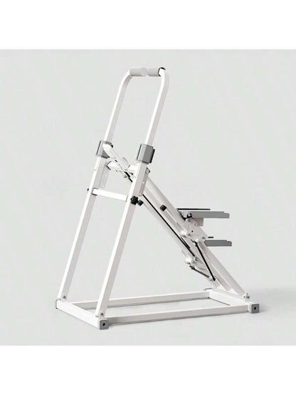 Home Fitness Vertical Climbing Machine - Adjustable Stride Folding Stair Treads, with Handle and Foot Pedals, Full-Body Exercise Equipment, Battery-Powered (No Battery Included) - White, Ideal Family Gift, Stylish Modern Design, Safe Foot Pedals