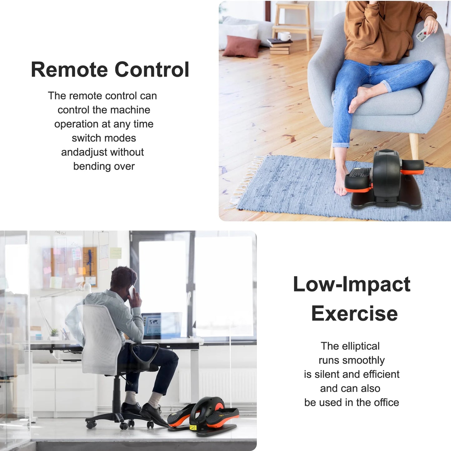 Under Desk Elliptical, Electric Seated Pedal Exerciser, Quiet & Compact Mini Ellipse Leg Exerciser with Display Monitor, Remote Control and Adjustable Speeds, Elliptical Machine for Home