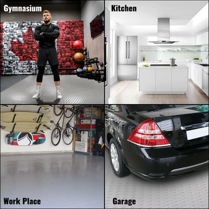 Succebuy Garage Floor Mat 1.66Mm Thick Anti-Slip Silver Garage Mat PVC Vinyl Garage Floor Mat Is Suitable for underneath the Car