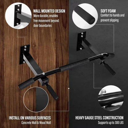 Multifunctional Wall Mounted Pull up Bar for Home Gym - Heavy Duty Strength Training Equipment with Multi-Grip Positions