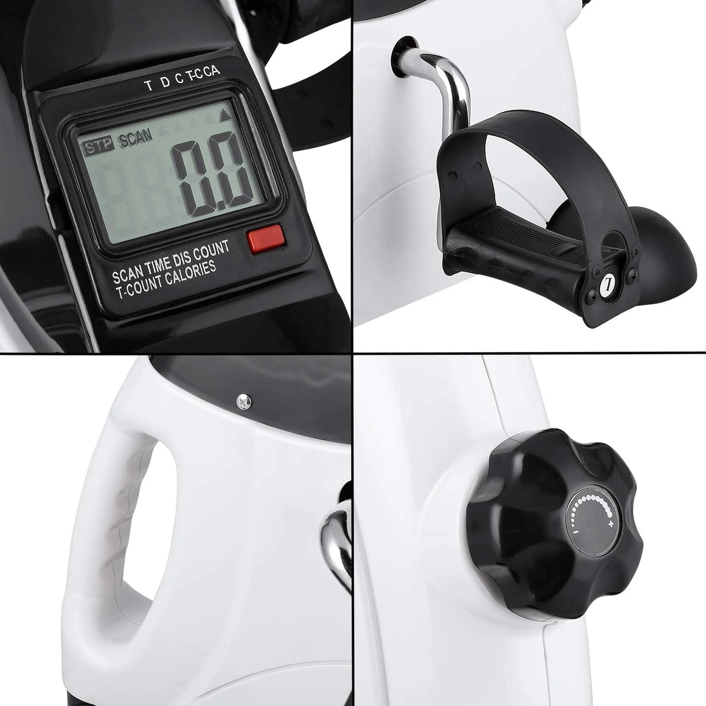 Under Desk Exercise Bike Foot Pedal Exerciser Mini Exercise Bike Equipment with LCD Screen Displays for Leg/Arm Exerciser While Sitting for Seniors Health,White