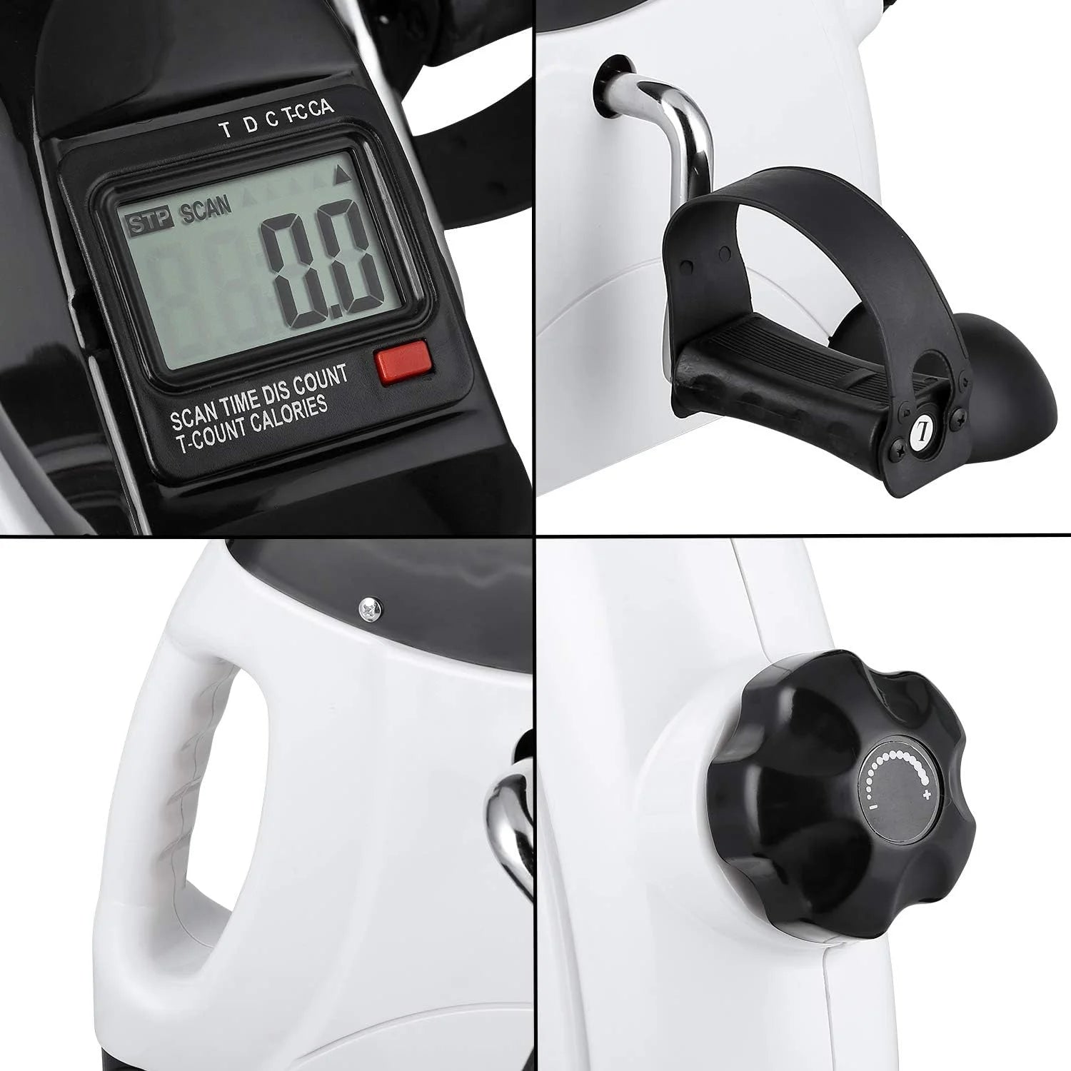 Under Desk Exercise Bike Foot Pedal Exerciser Mini Exercise Bike Equipment with LCD Screen Displays for Leg/Arm Exerciser While Sitting for Seniors Health,White