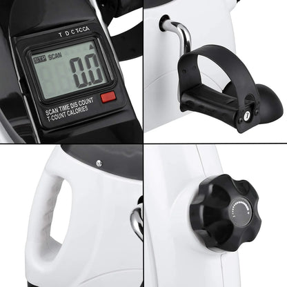 Under Desk Exercise Bike Foot Pedal Exerciser Mini Exercise Bike Equipment with LCD Screen Displays for Leg/Arm Exerciser While Sitting for Seniors Health,White