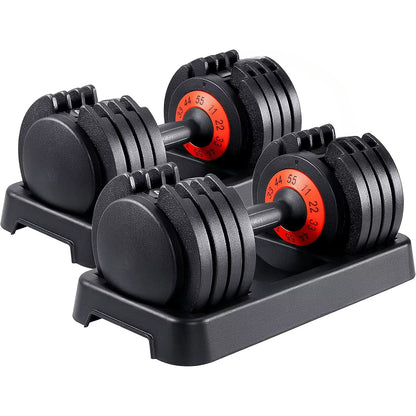 25/55 Lbs Dumbbell Set, Anti-Slip Fast Adjust Turning Handle, Adjustable for Men and Women, Pair for Home Gym Exercise