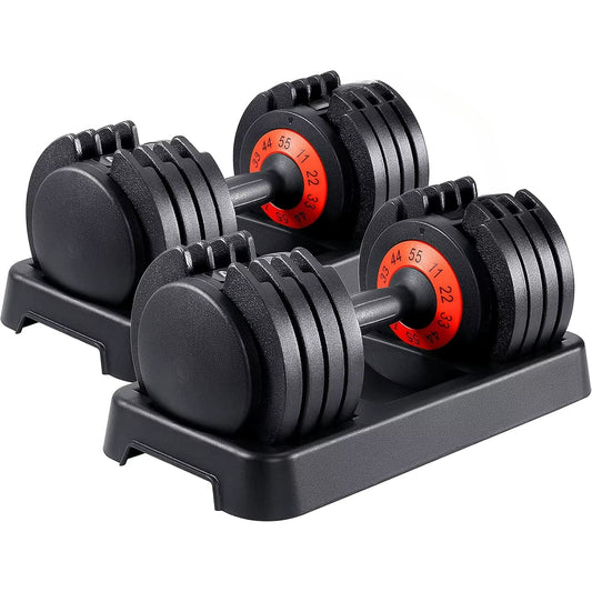 25/55 Lbs Dumbbell Set, Anti-Slip Fast Adjust Turning Handle, Adjustable for Men and Women, Pair for Home Gym Exercise