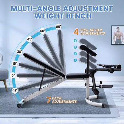 Adjustable Weight Bench for Professional Home Gym Use: Heavy Duty Multi-Purpose Workout Bench with Incline Decline and Flat Pos