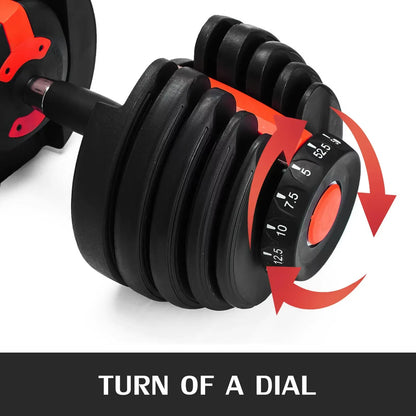 VEVOR 24Kg Dumbbells Adjustable 2.5-24KG Fitness Workouts Dumbbells Set Sports Fitness Equipment for Exercise Health