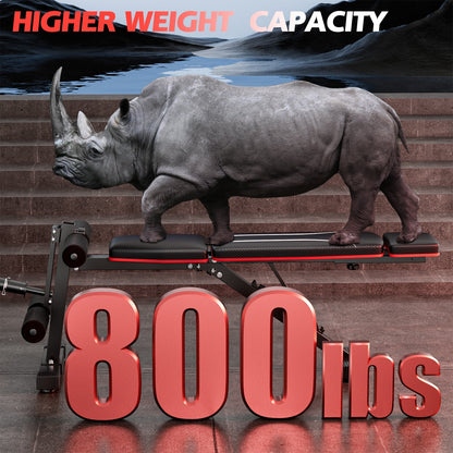 7 Positions Adjustable Weight Bench with Extended Headrest & Preacher Curl,Foldable Workout Bench Olympic Weight Bench for Home Gym Full Body Strength Training,Support up to 800Lbs