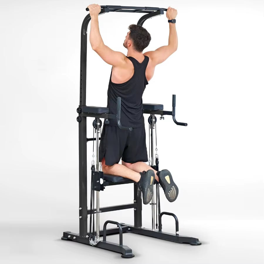 Power Tower Dip Station Pull up Bar Exercise Tower, Free Standing Pull up Bars for Home Gym Strength Training Workout Equipment