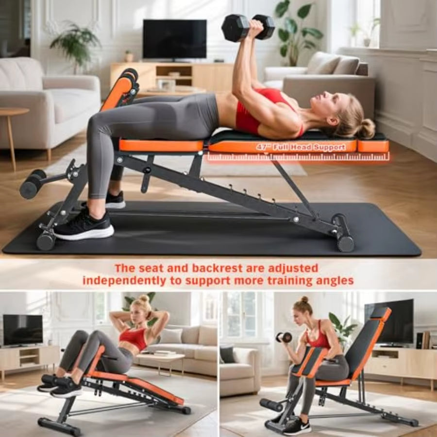 Roman Chair Adjustable Weight Bench Back Extension Machine for Home Gym with Dumbbell Rack 1000LBS All-In-One Sit up Bench For