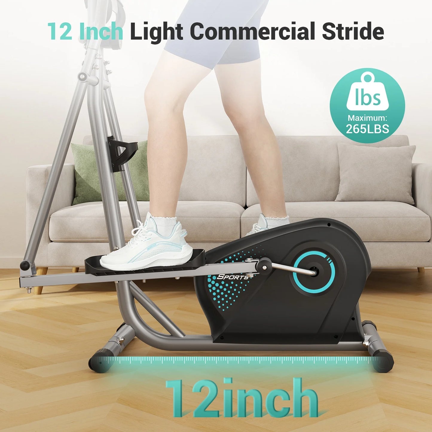 Elliptical Machine,16-Level Hyper-Quiet Drive Whit LCD Monitor  Elliptical 265LBS Capacity for Home Use