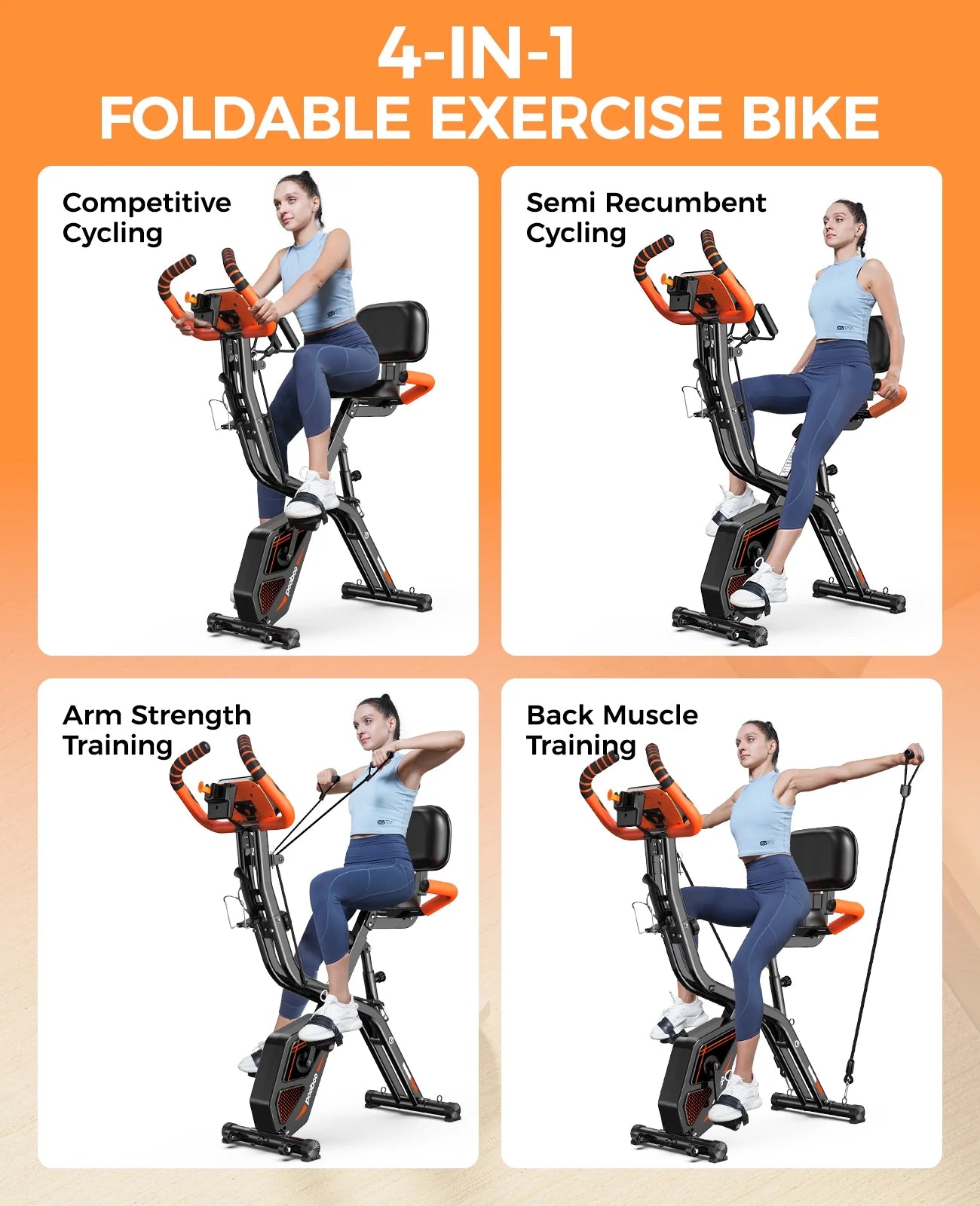 Folding Magnetic Exercise Bike Indoor Cycling Bikes Upright Stationary Bicycle 280Lbs