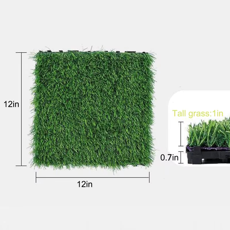 36 Interlocking Artificial Turf, Suitable for Courtyard, Backyard, and Artificial Turf Flooring, 12X12 Inches, Green