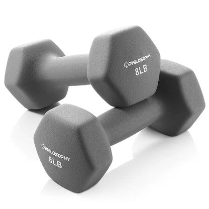 Philosophy Gym Set of 2 Neoprene Dumbbell Hand Weights, Hexagon Shape