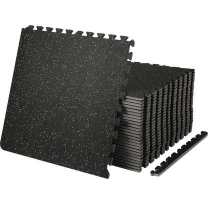VEVOR 25 PCS Thick Gym Floor Mats, EVA Foam & Rubber Top Interlocking Workout Floor Mats With. Ft Coverage, Waterproof Exercise Puzzle Flooring for Gym, Home, Garage, Basement