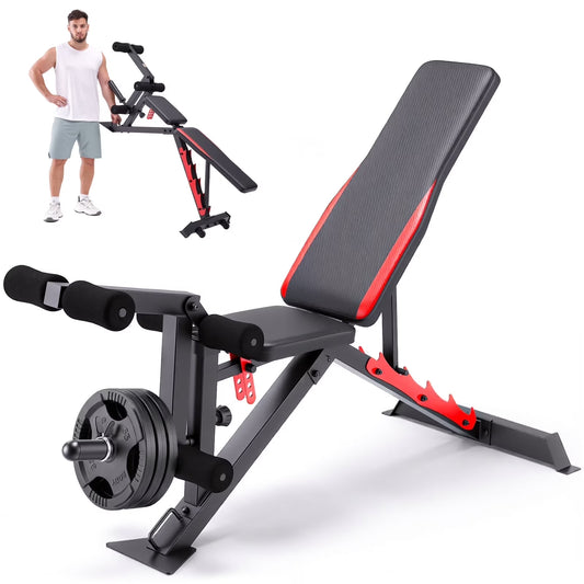 1200LBS Weight Bench, 5 Position Back Adjustable Workout Bench with Leg Developer, Multi-Purpose Utility Bench for Home Gym Strength Training, Flat/Incline/Decline Bench Press