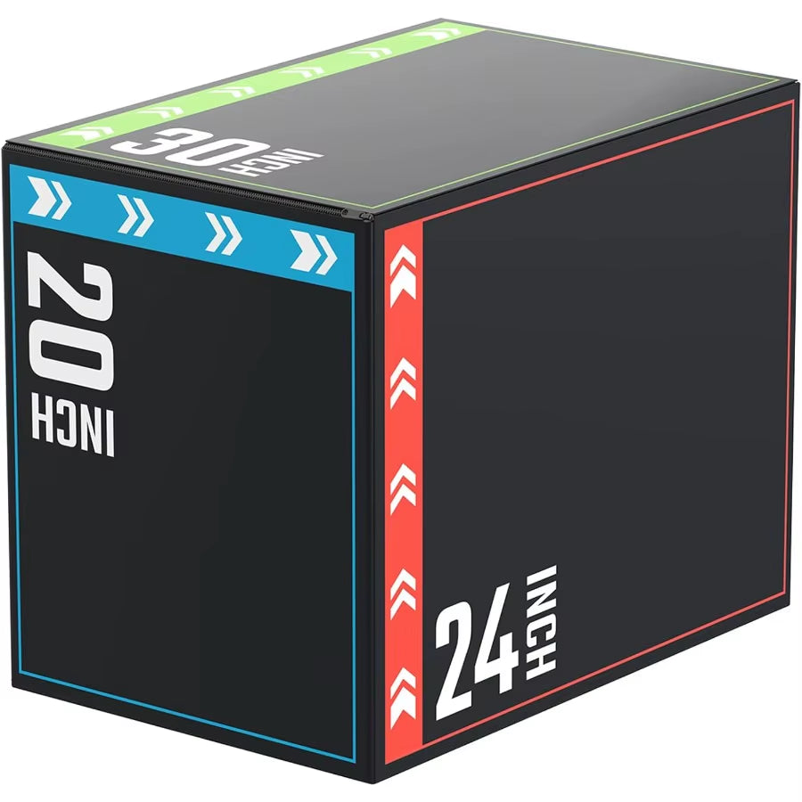 3In1 Plyometric Jump Box Workout Equipment for Home Gym Training: Adjustable Height Boxes 20 24 30 with Antislip Surface and Hi