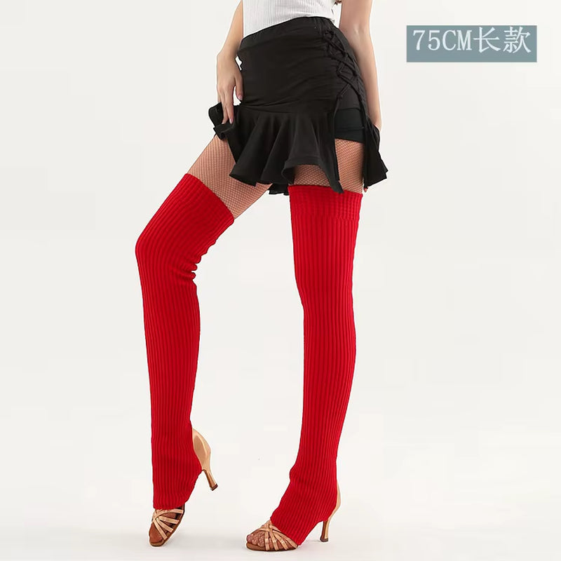Adult Ballet Leg Warmers Teenager Yoga Knee Pad Latin Lengthen Girls Boot Socks Knitted Leg Warmers for Children 75CM