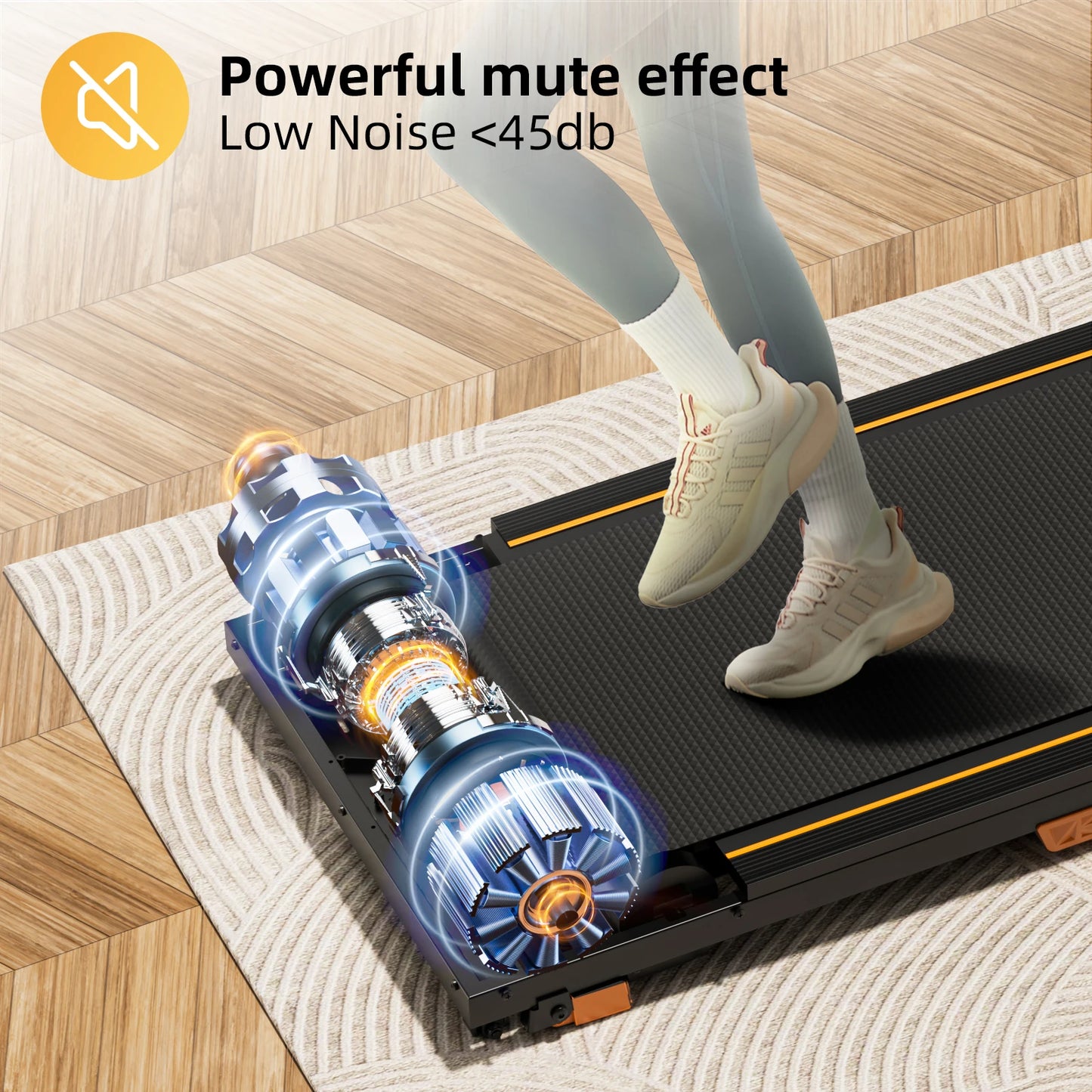 Under Desk Treadmill, Incline Walking Pad Treadmill 330Lbs Capacity, 2.5HP Portable Treadmills for Home, Compact Treadmill Mini