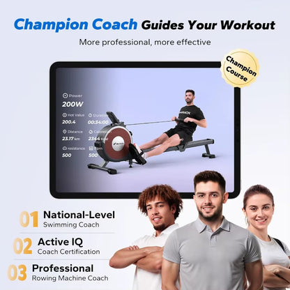 Rowing Machines for Home Magnetic Rowing Machine with 16 Levels Rower Machine of Quiet Resistance Dual Slide Rail with Max 350L