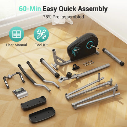 Elliptical Machine,16-Level Hyper-Quiet Drive Whit LCD Monitor  Elliptical 265LBS Capacity for Home Use